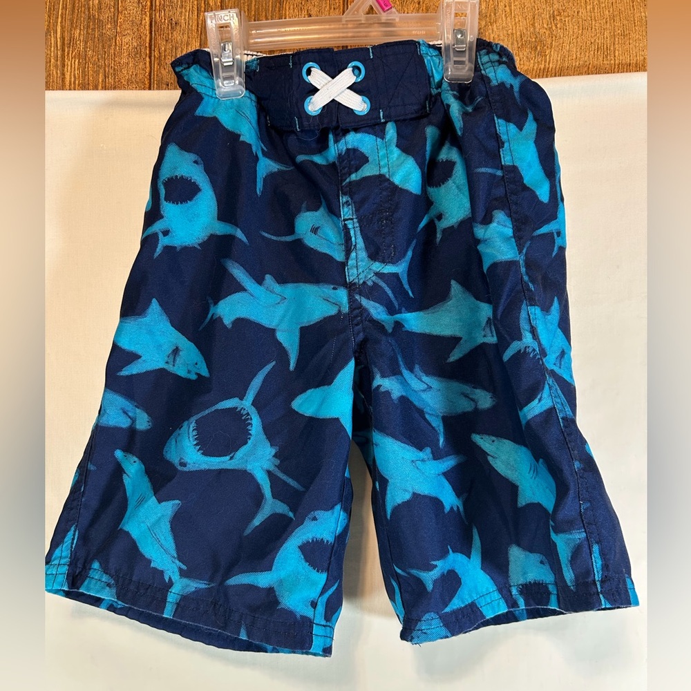 Cherokee boys two-tone blue swim shorts W/sharks M
